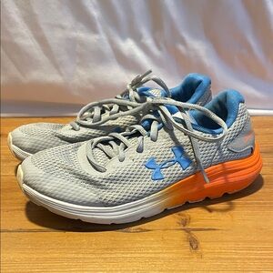 Under Armour Kids Gray and Orange Sneakers